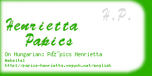 henrietta papics business card
